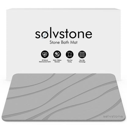 SØLVSTONE - Quick Dry Stone Bathroom Mat (Waves)