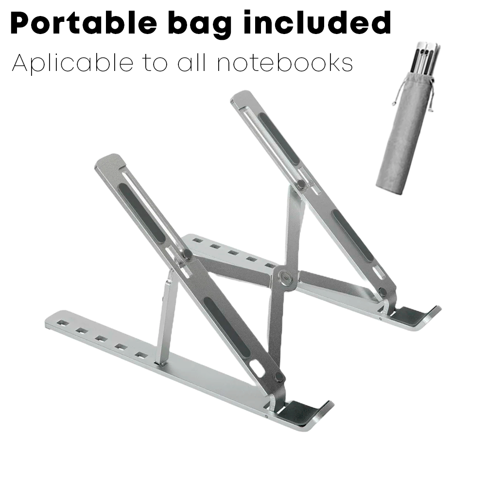 Adjustable Aluminum Laptop Stand - Foldable, Portable, Non-Slip Cooling Holder for Notebooks